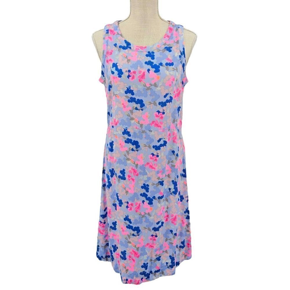 Joules Ava Sleeveless Dress Blue Pink Floral Women's 8 Mini Shift Preppy Summer